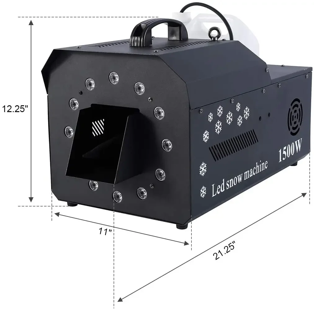 1500 Вт свадебная машина для снега DMX с дистанционным управлением RGB 12 светодиодов