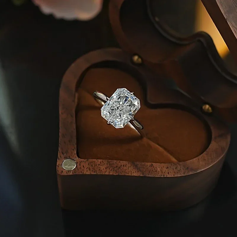 XUYUANFEN Простое и атмосферное прямоугольное серебряное кольцо Redion 925 набор с