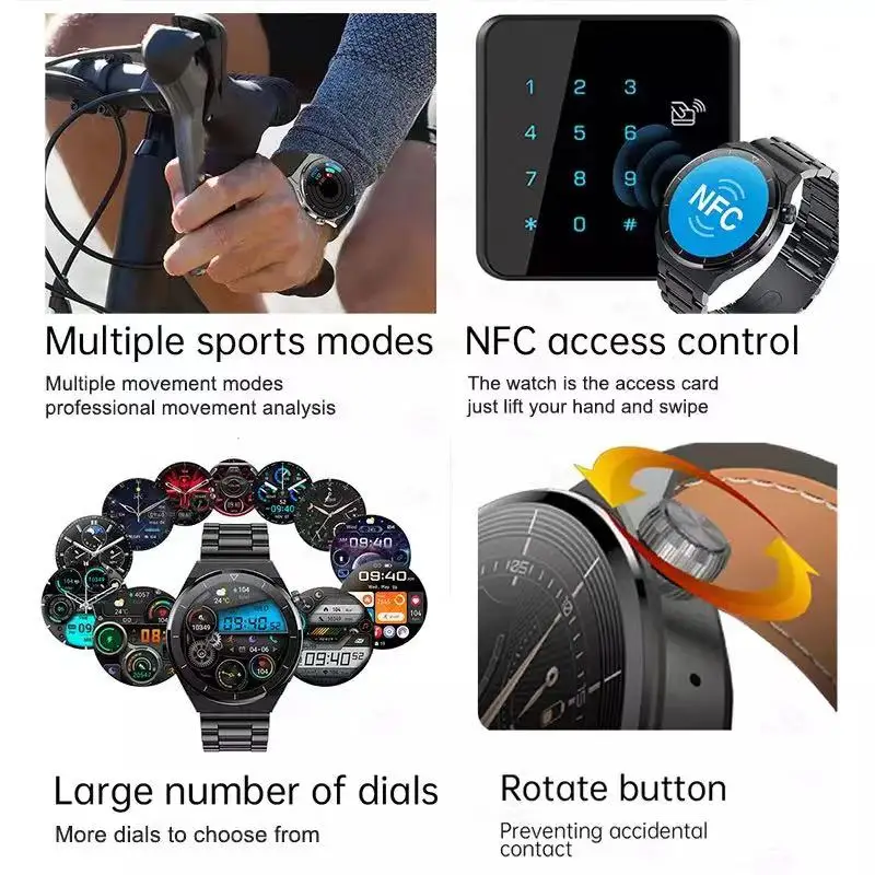 2022 Смарт-часы с NFC мужские AMOLED управление TikTok цифровые часы беспроводное зарядное