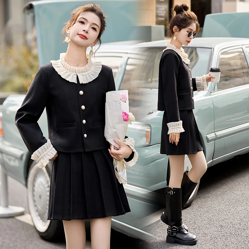 Graceful Women suit Early Spring New Small Fashion Beautiful Younger Western Sle Suit Short dress Outerwear Female Purple |