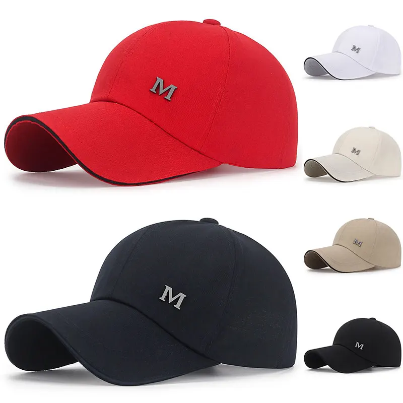 

M logo Sports Cap Men Hat for Fish Outdoor Fashion Line Baseball Cap Long Visor Brim Shade Snapback Sunhat Bone Gorras Casquette