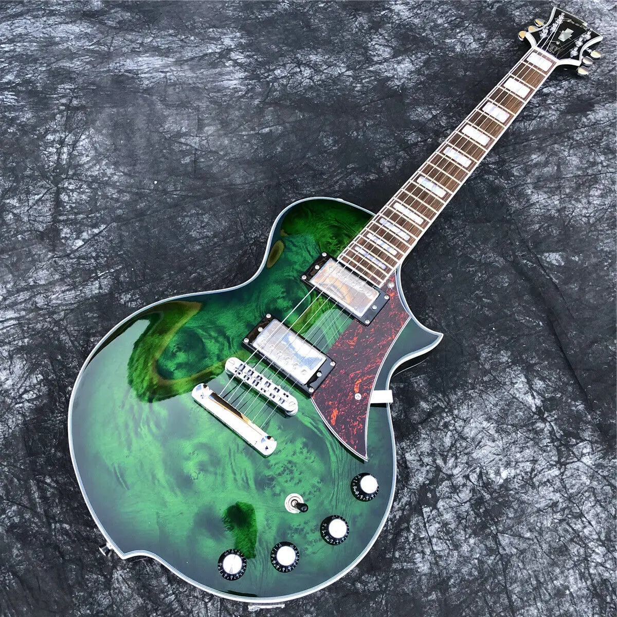 

Grote Green Burst Burl Maple Top Electric Guitar Solid Mahogany Body