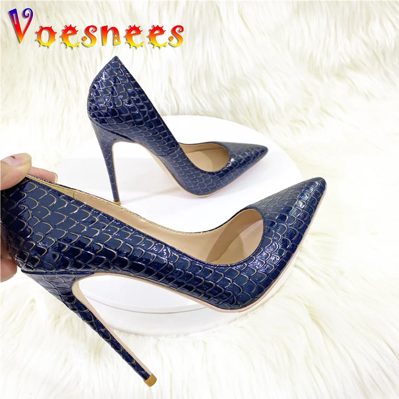 

Женские туфли на высоком каблуке 12 см, туфли-лодочки большого размера со змеиным принтом, с острым носком и тиснением, офисные туфли-лодочки, новинка весны-осени 2024