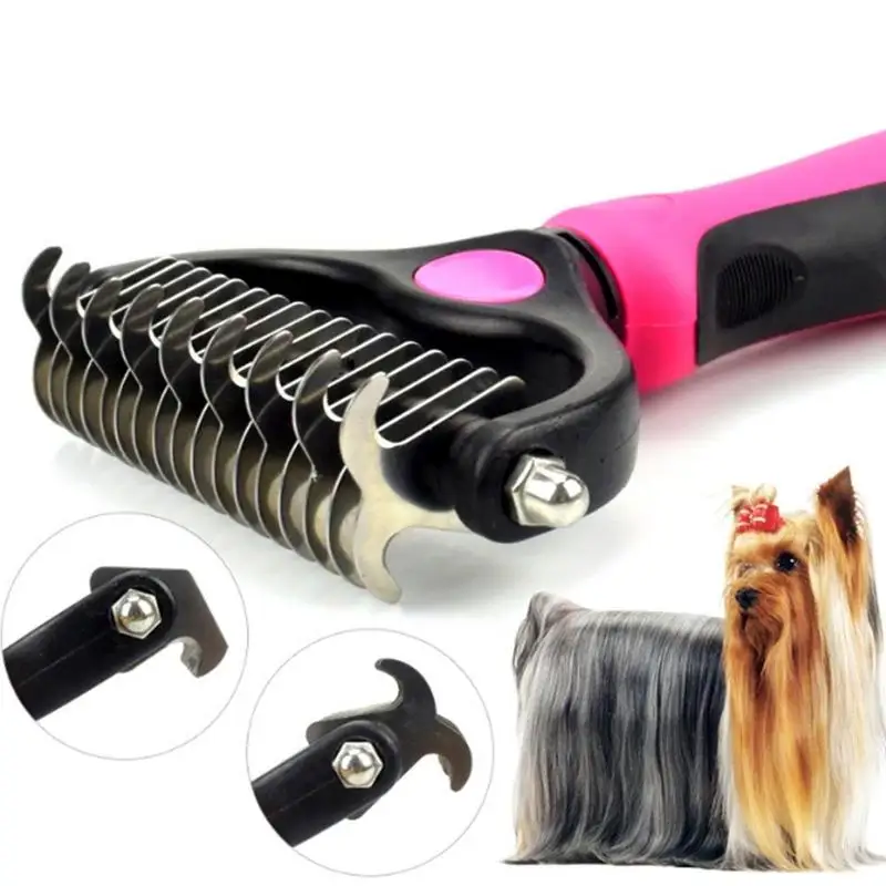 

Pets Hair Removal Comb Knot Cutter Brush Double Sided Cat Dog Grooming Shedding Tool Long Curly Hair Cleaner Comb Pet Grooming