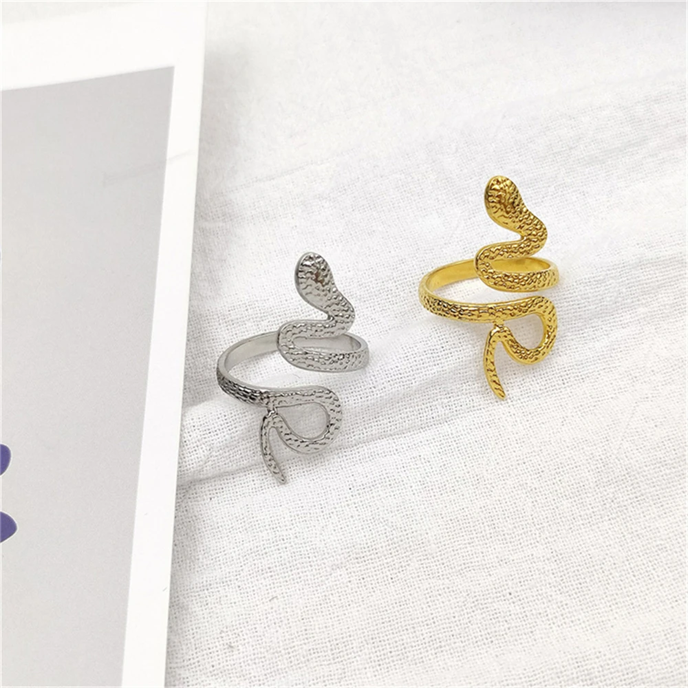 

Retro Punk Snake Ring for Men Women Stainless steel Antique Siver Color Fashion Personality Stereoscopic Opening Adjustable Ring