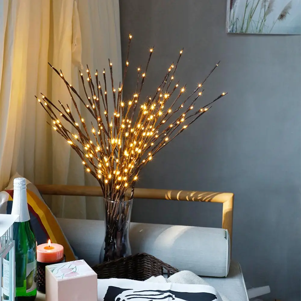 

LED Light Willow Branch Lamp Night Light DIY Lighted Branches 20 Bulbs Lights For Home Holiday Party Decoration Battery Operated