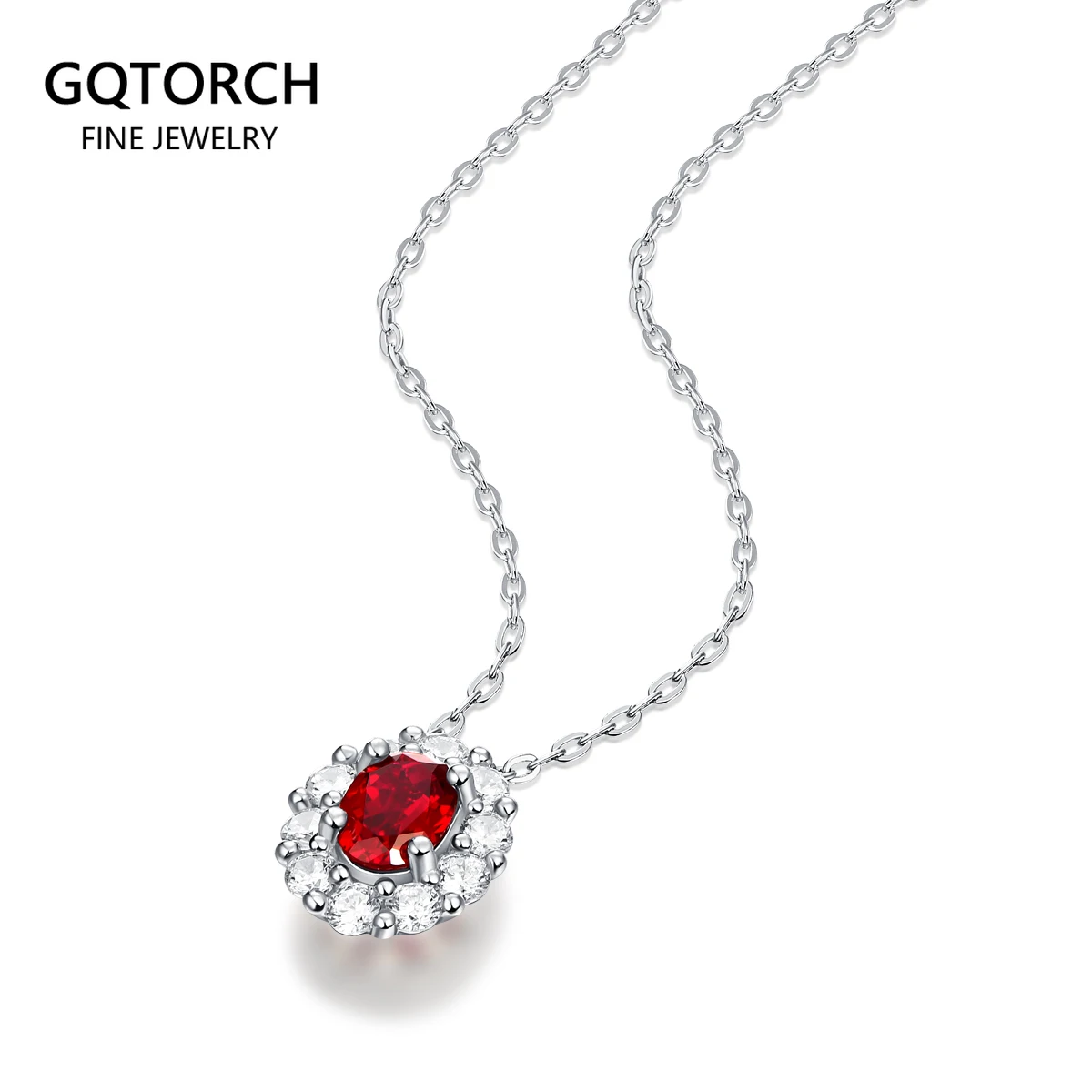 

Женское ожерелье из серебра 925 пробы, с овальным Рубином 1 карат