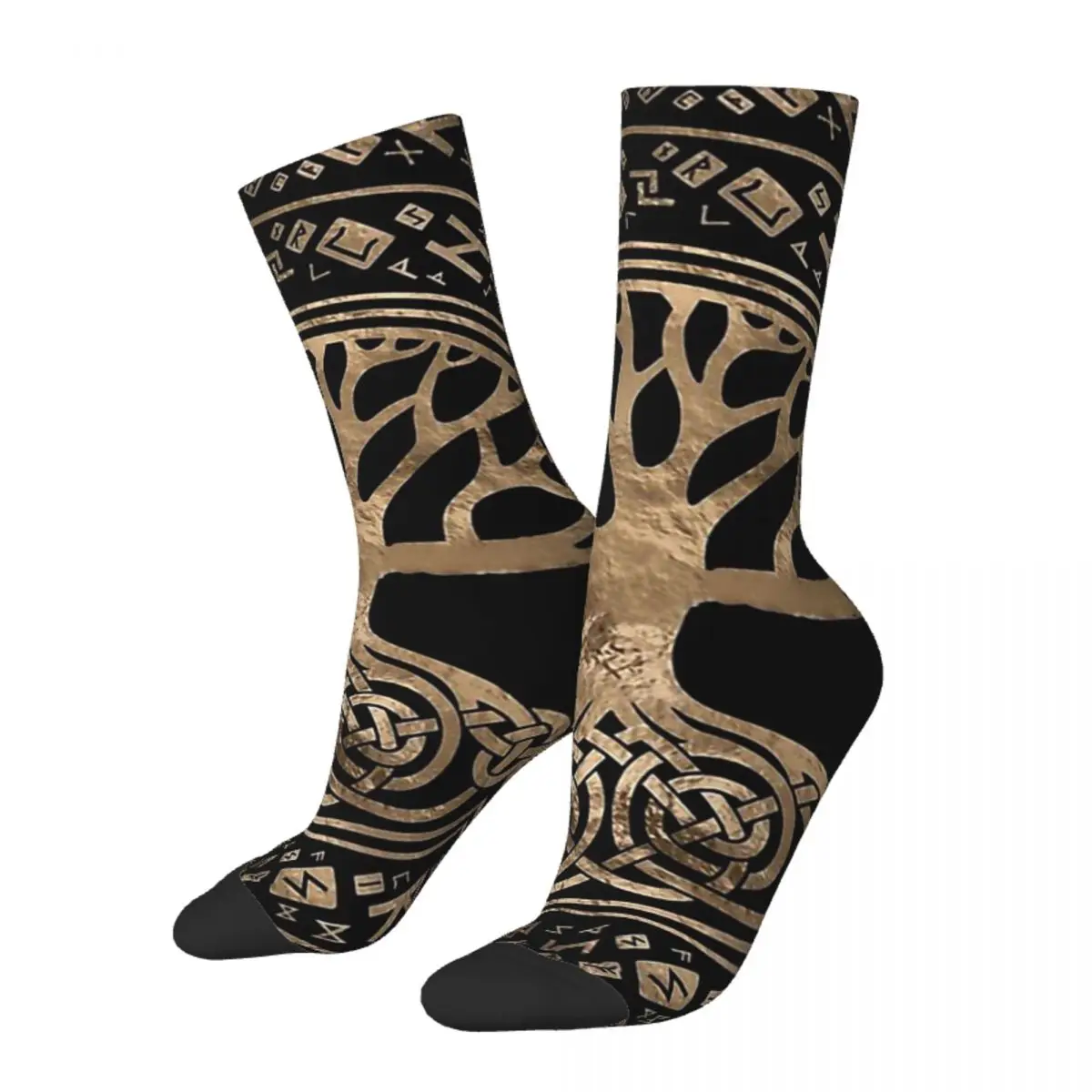 

Funny Men's Socks Tree Of Life Yggdrasil Runic Pattern Retro Harajuku Vikings Street Novelty Crew Crazy Sock Pattern Printed