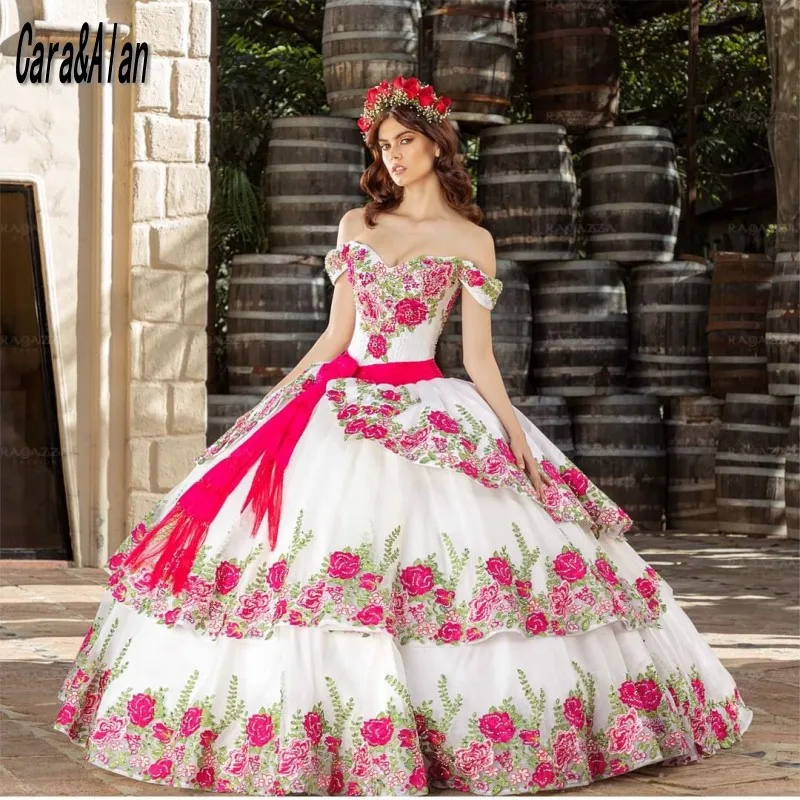 

Платья Charro 15 лет белые платья Quinceanera с вышивкой цветочные милые платья 16 нарядов мексиканское платье для выпускного вечера XV