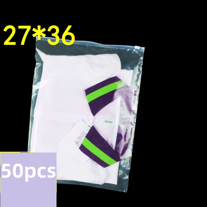 

50pcs/lot 27x36cm Zipper Bag For Clothes PE Bag Transparent Garment Sweater Self Sealing Zipper Packaging Bag