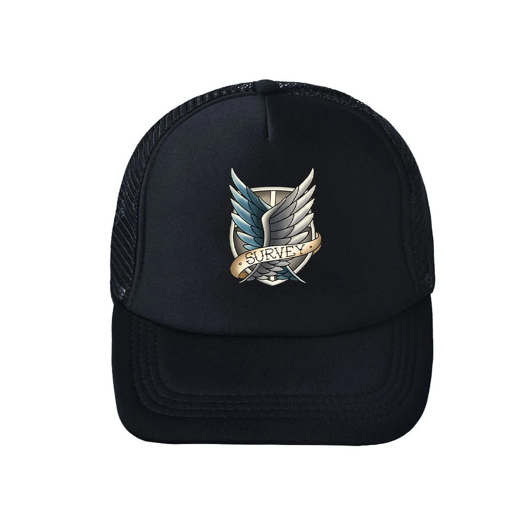 

Attack on Titan Adjustable Mesh Hat Summer HipHop Hats Student Canvas Sunhat Cartoon Print Peaked Cap Outdoor Casual Baseballcap