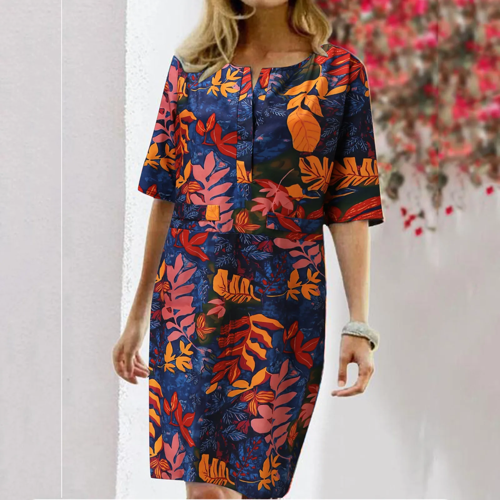 

Summer Cotton Linen Dress 2022 Casual O-Neck Vintage Floral Print Knee Loose Dress Women Short Sleeve Sundress Dresses Vestidos