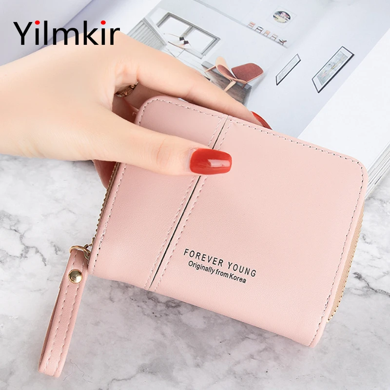 

Легкая прошитая женская сумка из искусственной кожи с несколькими отделениями для карт, кошелек для монет на молнии, портативная короткая м...