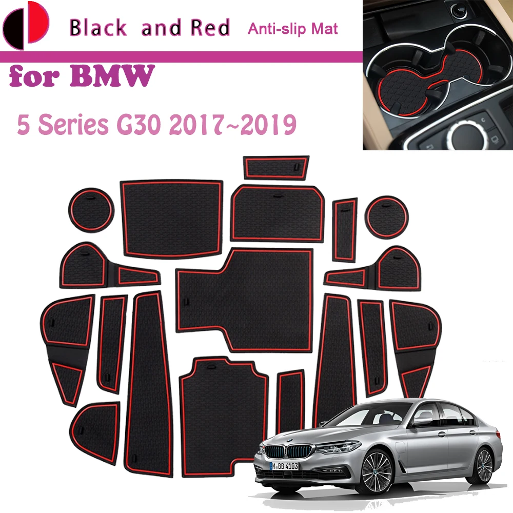 

Rubber Mat Door Groove for BMW 5 Series G30 G31 2017~2019 Cup Cushion Gate Storage Slot Coaster Dust-proof Anti-slip Sticker Pad
