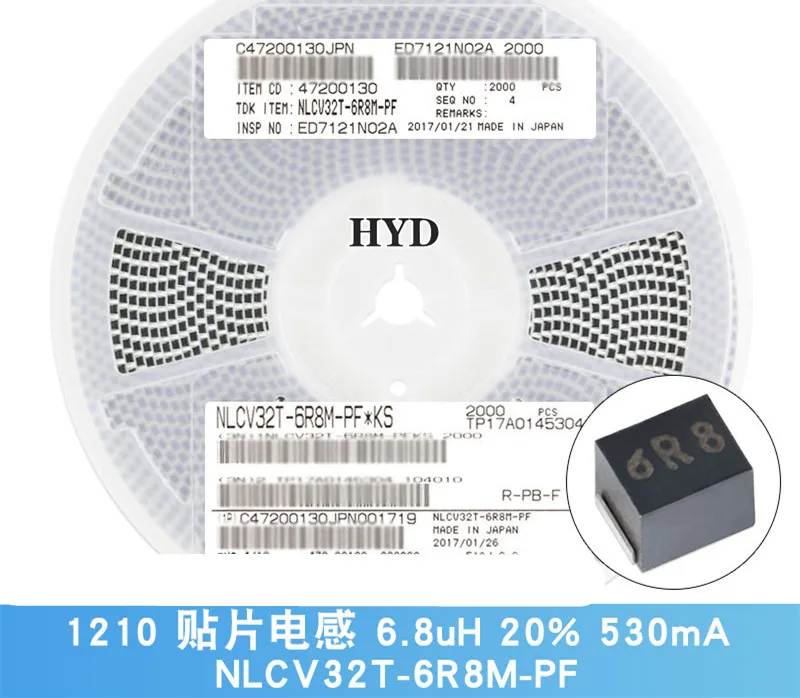 

20 шт., индуктор чипа 1210, 20% мкГн ±, ма NLCV32T-6R8M-PF