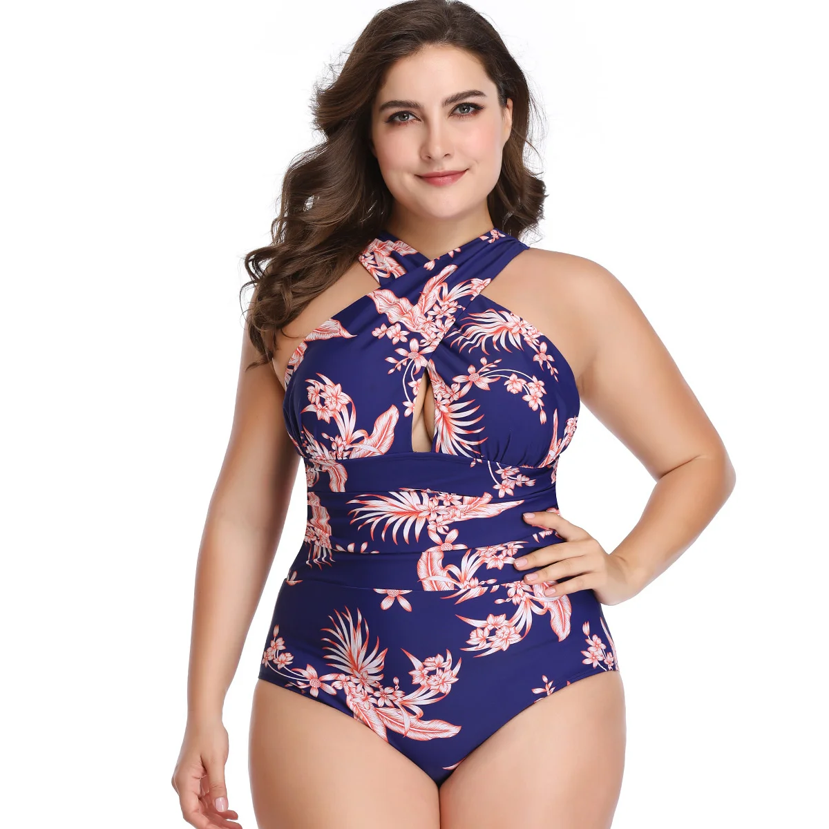 

2023 New Hot-selling New Large One-piece Sexy Bathing Suit Cute For Women To Cross Up And Cover The Belly To Show Thin Swimsuit