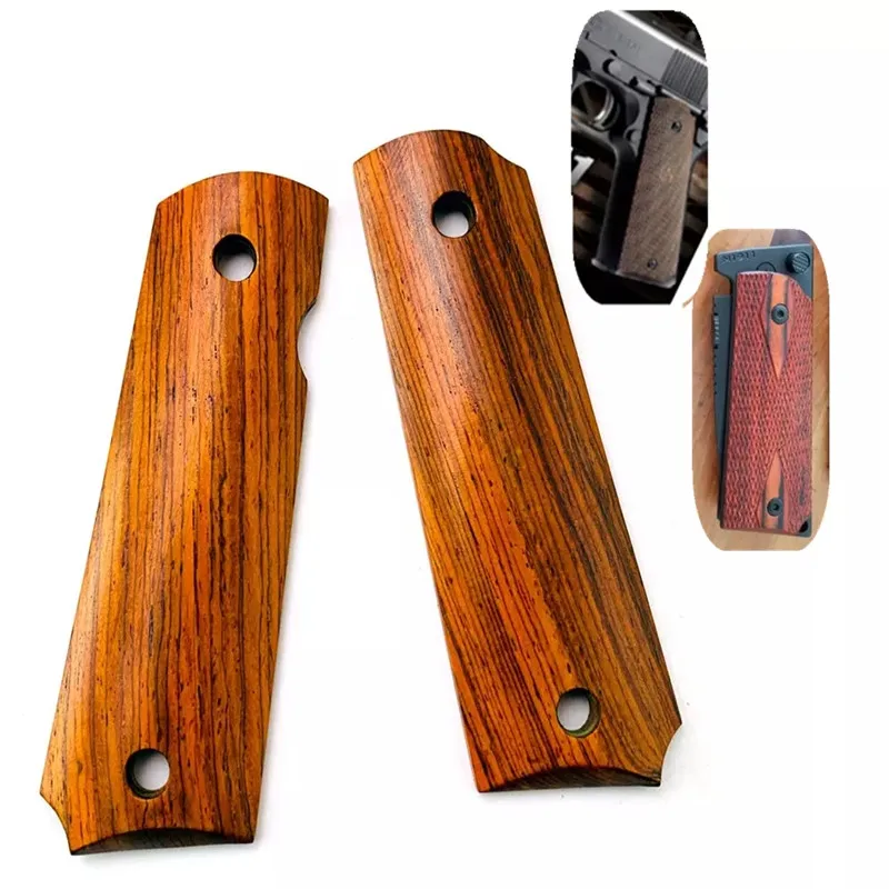 1 Pair Natural CocoBolo Polished Wood Non-slip Custom Grips Handle Scales for M1911 Grips Accessories