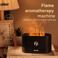 portable electric air humidifier aroma oil diffuser aromatherapy essential with flame lamp warm night light for home winter