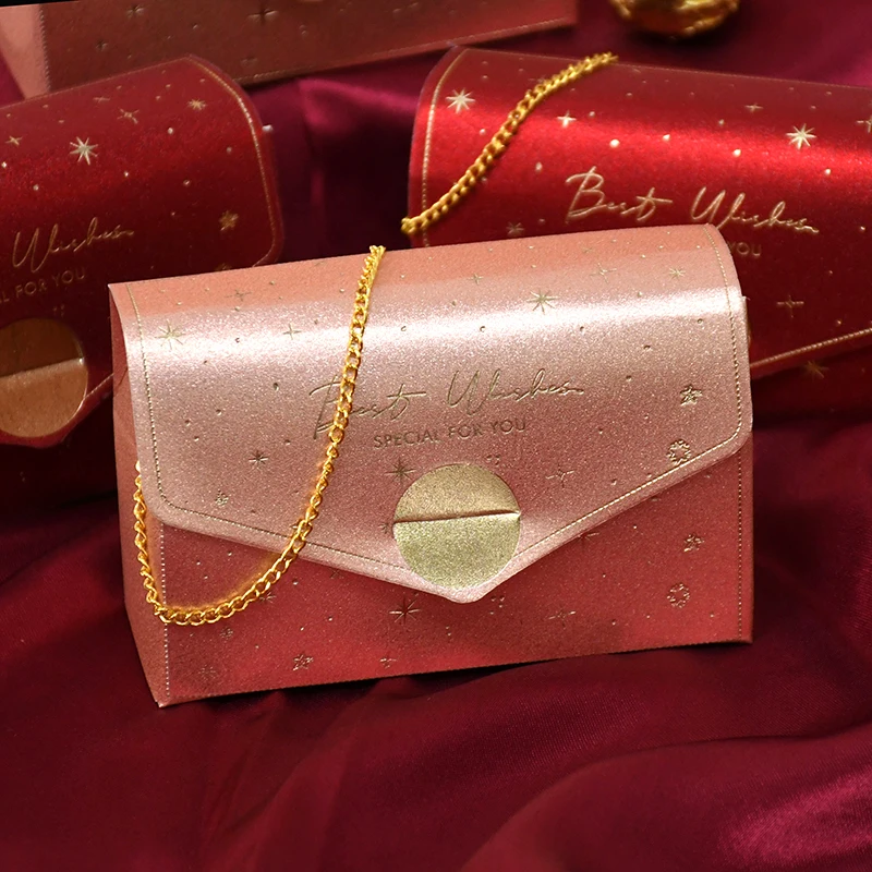 

5Pcs Creative Portable Chocolate Candy Gift Paper Bags Wedding Favor Gift Packing Box Chain For Baby Shower Birthday Party Decor