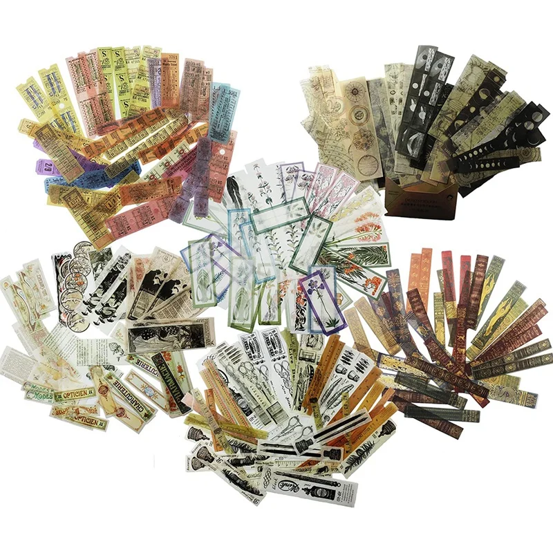 

240Pcs Scrapbook Washi Stickers Vintage Decorative Retro Collection Paper Scrapbooking Planner Stickers For Journaling