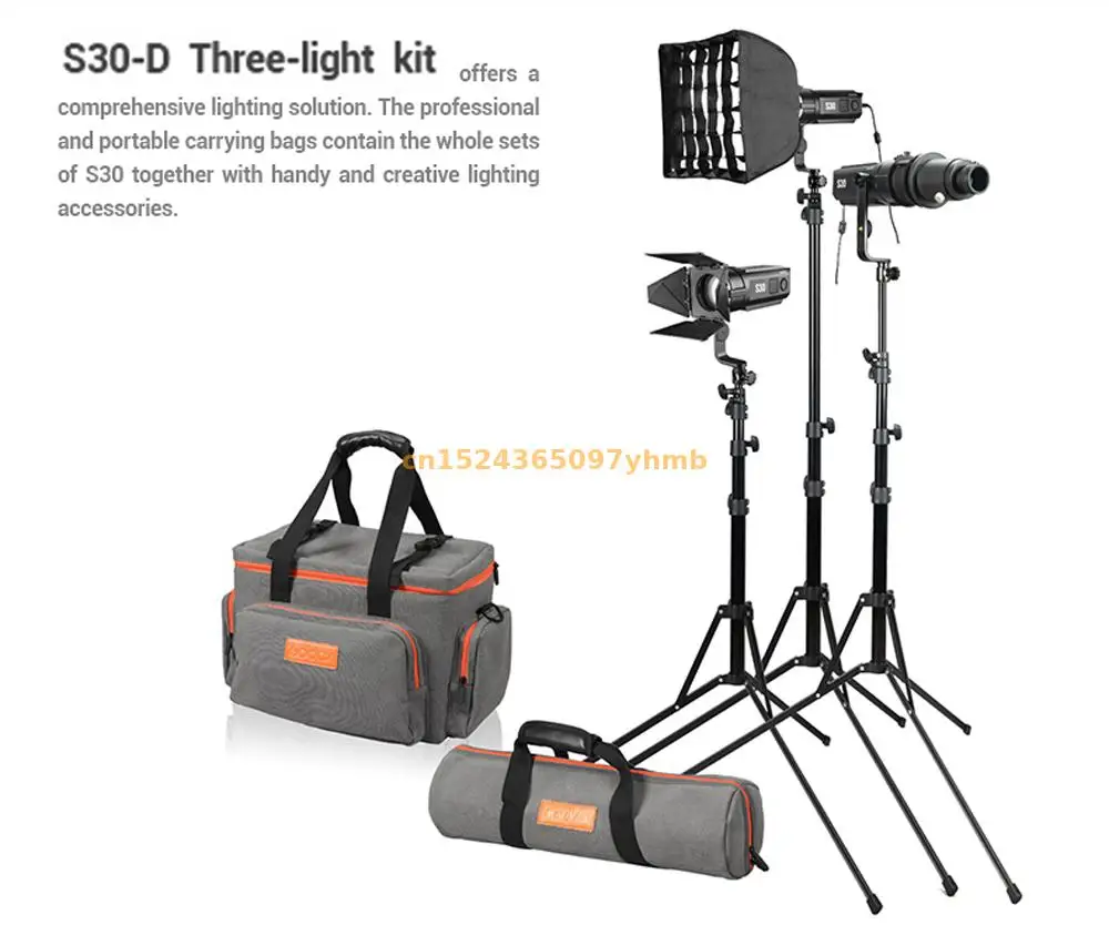 

3x Godox S30 Focusing LED Video Continuous Light Kit S30-D SA-P Projection Spotlight Softbox Stand Fill Lighting Photography Set