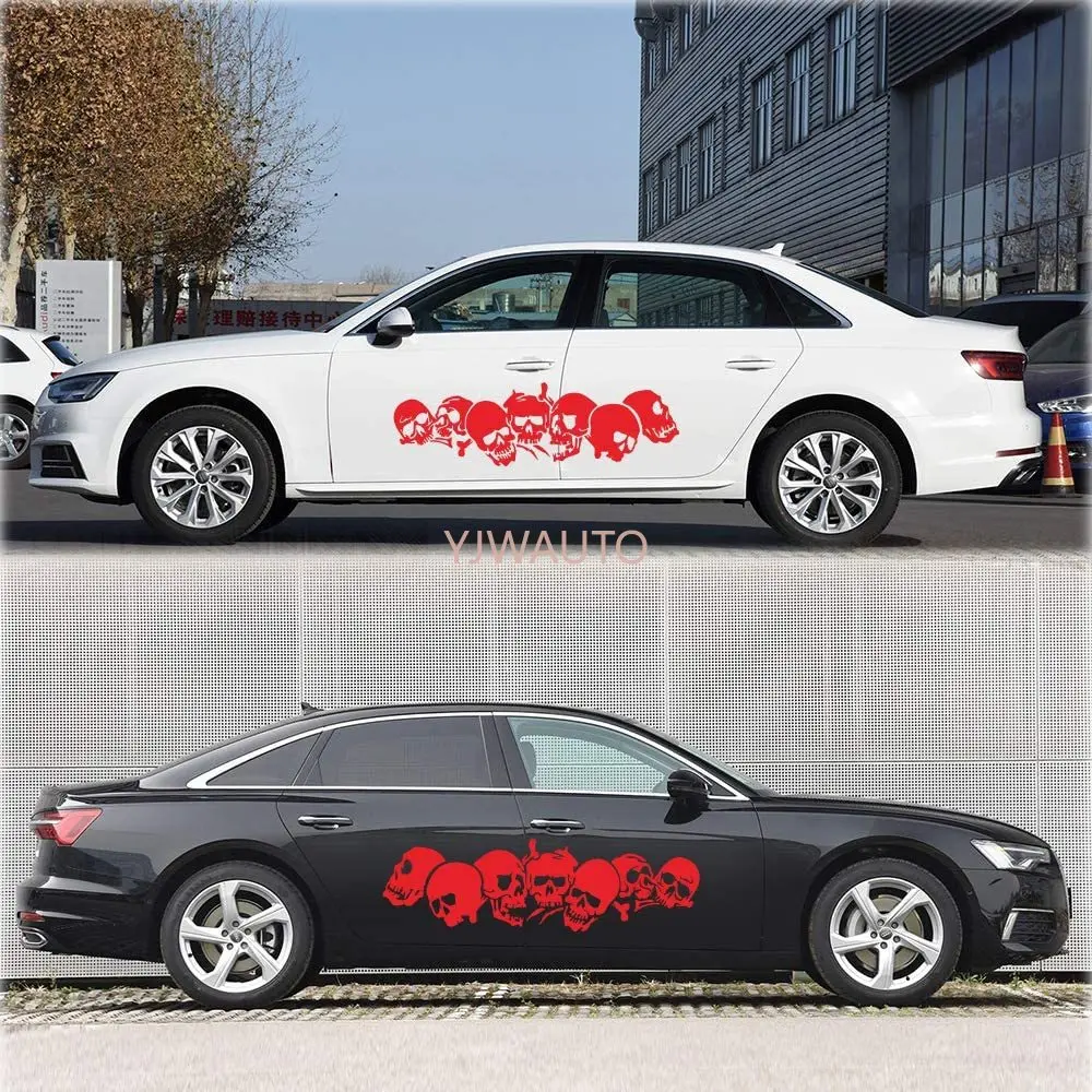 

Наклейки для кузова автомобиля, водонепроницаемые наклейки с изображением человеческого черепа, графика, боковые наклейки, наклейки для ку...