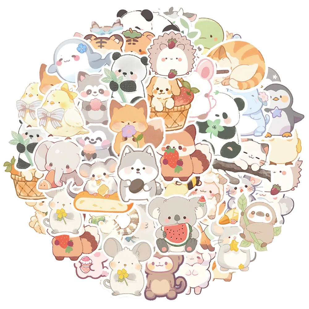 

10/50Pcs Cartoon Kawaii Cute Animal Varied Stickers Pack for Kids Travel Luggage Scrapbooking Laptop Decoration Graffiti Decals