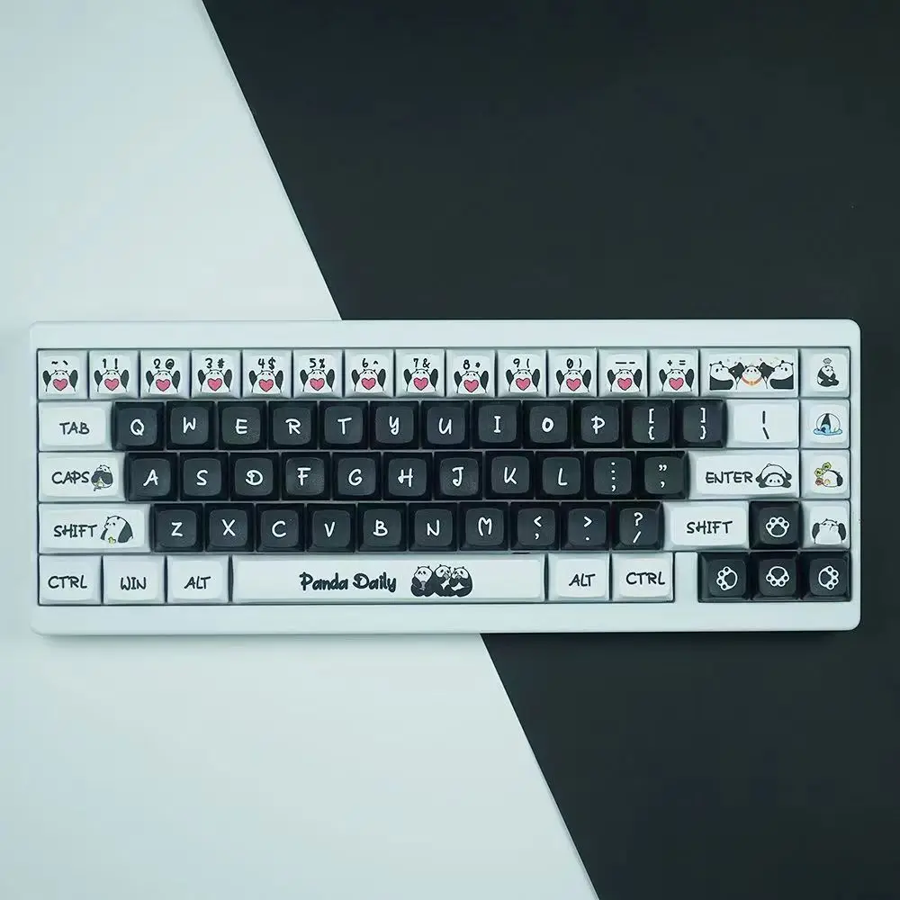 

131 Keys Cute Panda Theme Keycap PBT XDA Height Keycap Diy Creative For 61/87/104/108 Mechanical Keyboard Keycaps