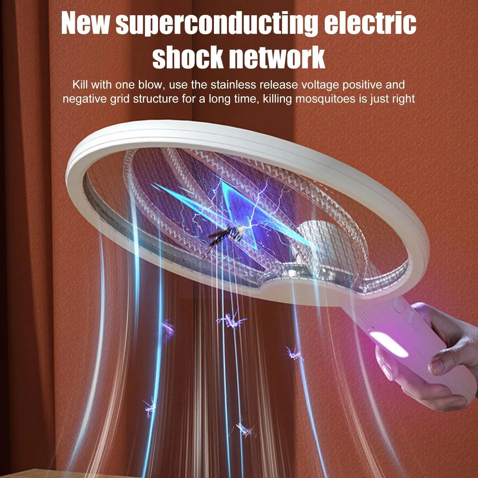 

2022 Foldable Electric Mosquito Swatter Wall-mounted Fly Mosquito Bug 3000V Adjustable Handheld Rechargeable Zapper Racket H2N4