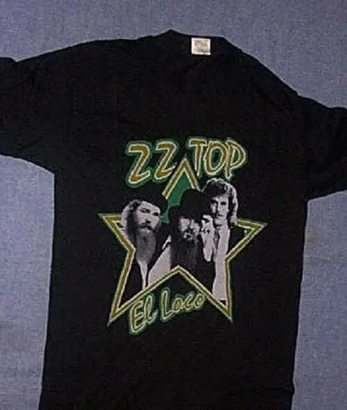 Оригинальная Винтажная Футболка 1982 ZZ TOP EL LOCO черного цвета с изображением