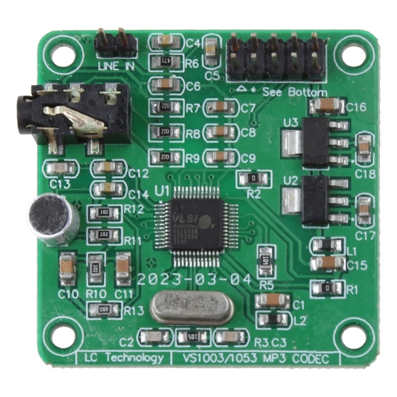 

2023 New VS1053 MP3 Module Development Board with On-board Recording Function SPI-interface OGG Encoding Recording Control