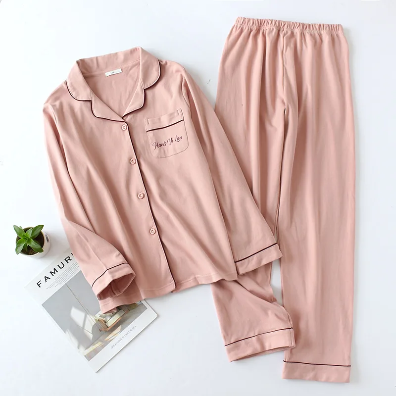 Women Cotton Pajamas Set Long Sleeve Long Trousers Multi Colors Pajamas for Women Thickening Homewear Suit Pyjama Sleepwear