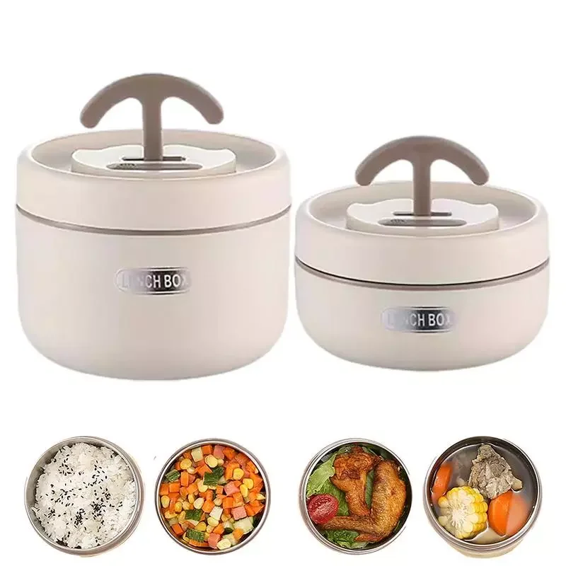 

NEW2023 Thermal Lunch Box Thermal Compartment Bento Box With Handle Leak Proof Insulated Lunch Containers With Tableware Lunch B