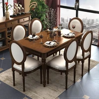 american rural all solid wood dining table and chair combination small family dining table simple rectangular dining table white