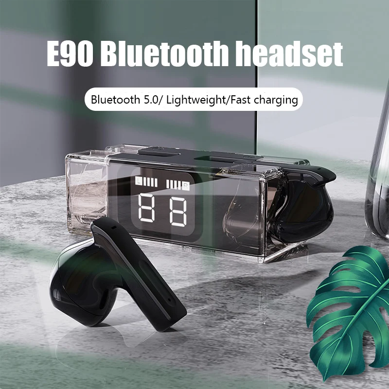 

Беспроводные наушники TWS, динамические наушники с зарядным устройством типа C, Wi-Fi V5.3, спортивные наушники E90, наушники с цифровым дисплеем для ПК и телефона