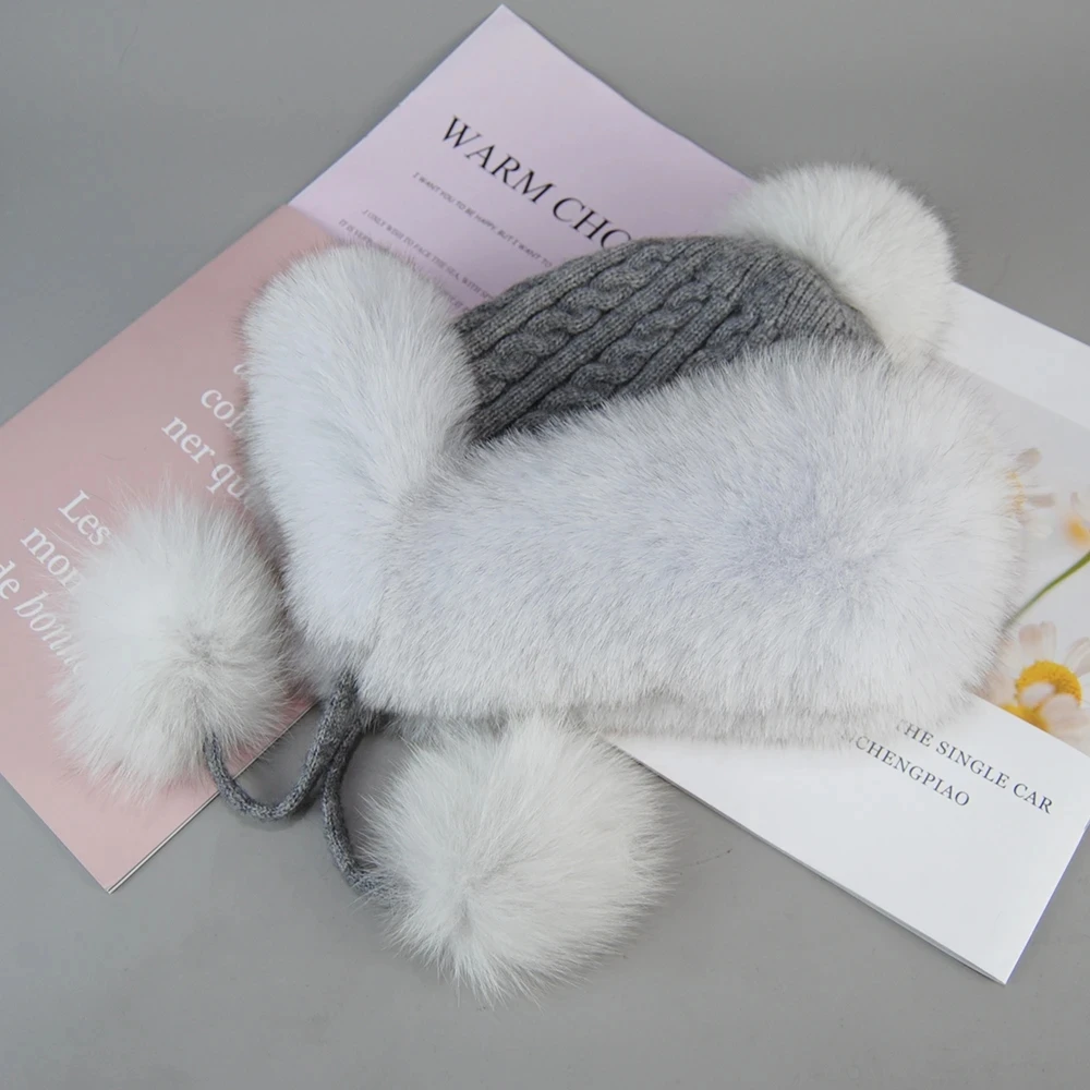 Зимняя толстая теплая шапка с ушками модная шапка-авиатор-траппер зимняя меховая