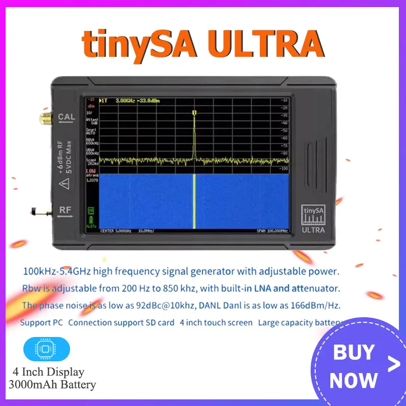 

New Tinysa Ultra 100k-5.3GHz Hand held tiny Spectrum Analyzer 4 Inch Display with Battery