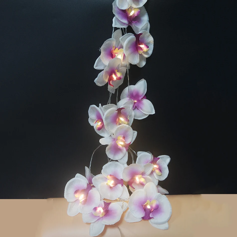 

Unquie Floral Handmade Orchid Wreath With LED Lights String,Vase Flower Garland Arrangement,Wedding Decoration/String Flower
