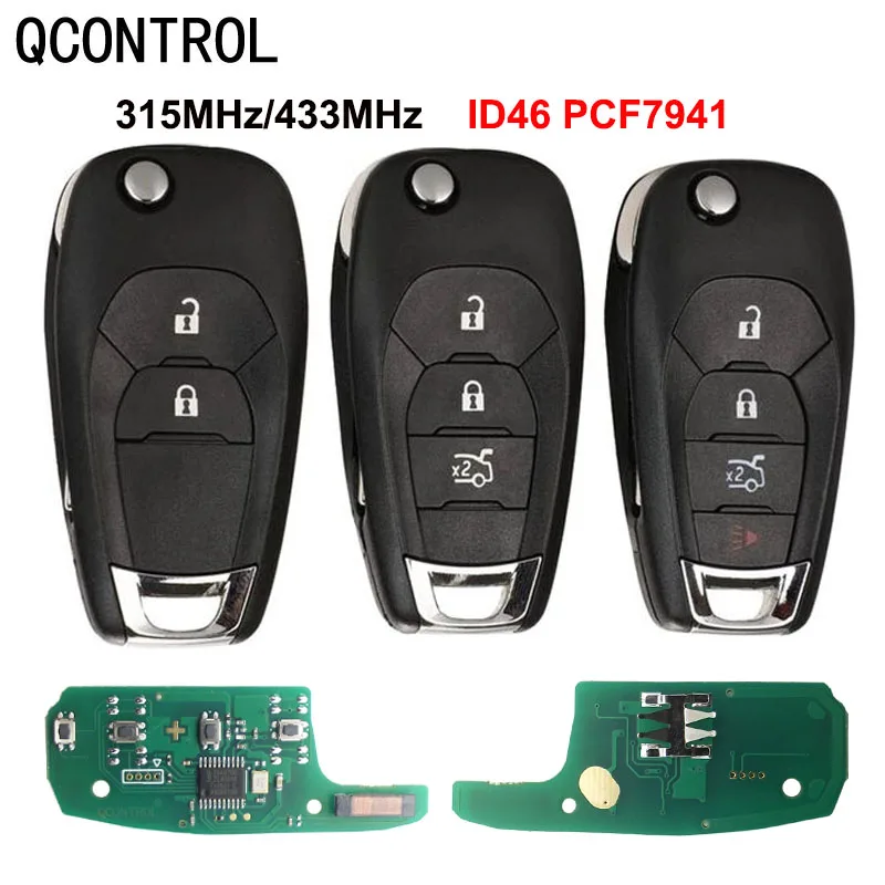 

QCONTROL Flip 2/3/4 Button Remote Key Fob For Chevrolet Cruze Avo 2014-2018 315 MHz Smart Key Control 433 MHz ID46 PCF7941 Chip