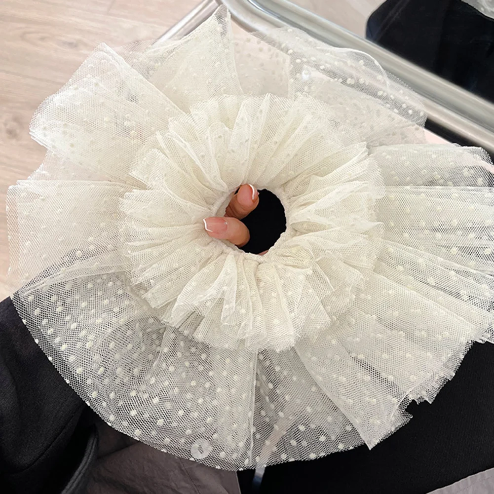 

Large Dot Hairband Mesh Scrunchies Women Romantic Pink Blue Hair Rope Transparent Tulle Organza Hair Ties Hair Accessories