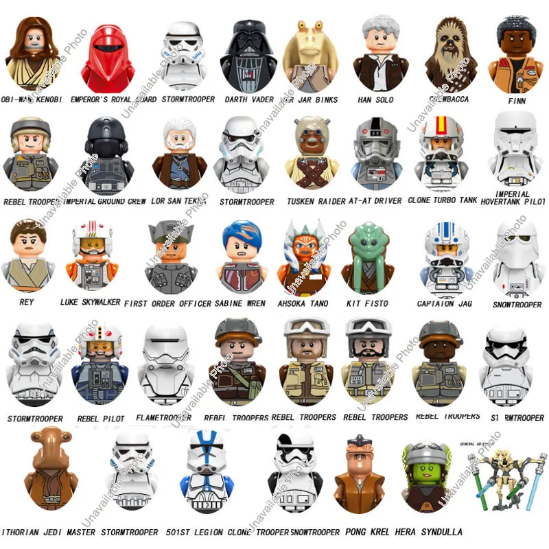 

Disney 39Pcs Star Figures Captain Wars Leia Yoda Han Solo Knight Sith Darth Vader Luke Anakin Stormtrooper Bricks Toys for Kids