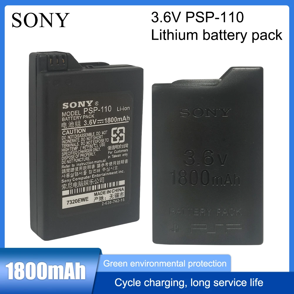 

Комплект литиевых аккумуляторов Sony 3,6 В 1800 мАч для Sony PSP 1000 PSP-S110 PSP1000, портативная игровая консоль PlayStation