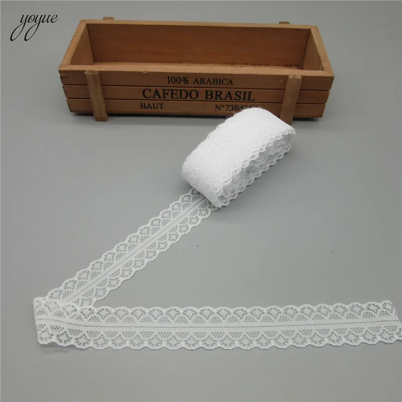 

High quality White 10 yards Lace Ribbon Tape Width 28MM Trim DIY Embroidered Net Cord For Sewing Decoration african lace fabric