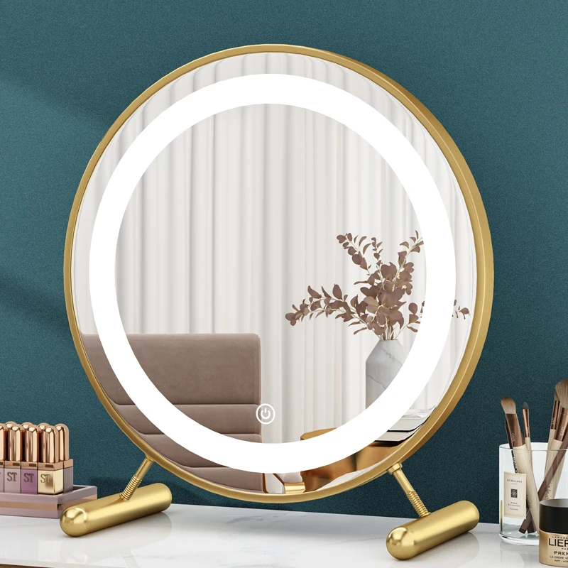 

Girls Aesthetic Round Mirror Bedroom Standing Makeup Desk Mirror Small Vanity Bathroom Decoracion Para El Hogar Room Decoration