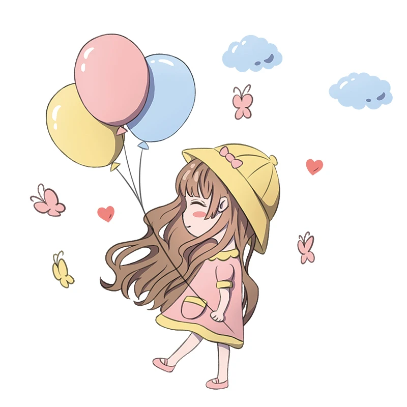 Наклейки на стену Девочка качели декор сделай сам креативная Фреска в виде Луны