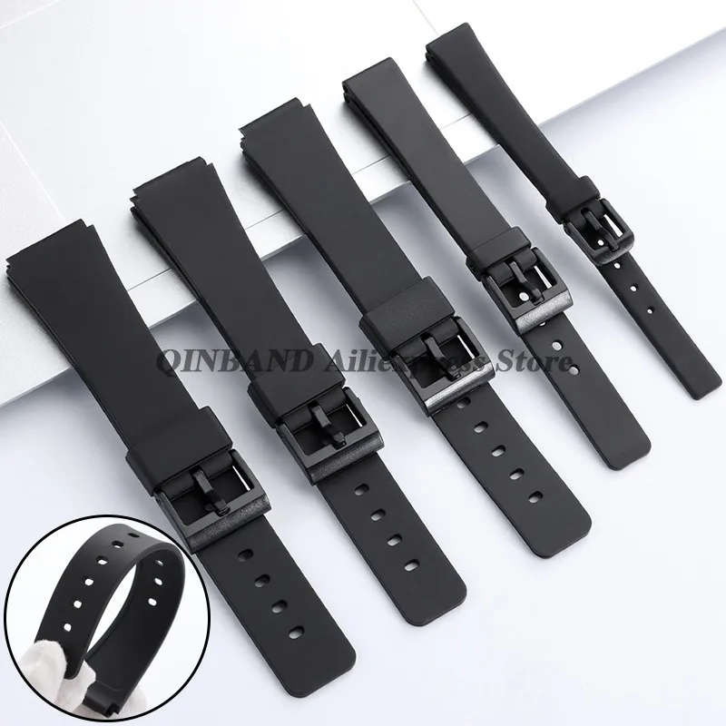 Фото Ремешок для часов Casio F-91W F-84 F105/108 A-158/168 AE1200/1300 из силиконовой смолы, черный, спортивный браслет, 12 мм, 14 мм, 16 мм, 18 мм, 20 мм №1