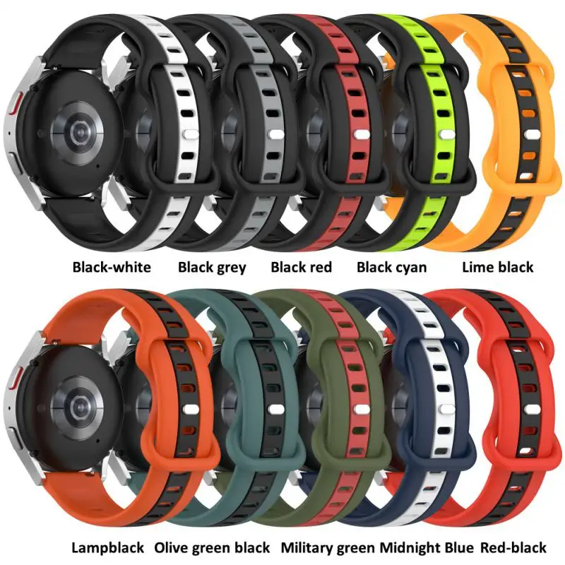 

Silicone Watch Strap For Samsung Galaxy Watch5 Pro/Watch 4 20mm/22mm Width Optional Two-color Butterfly Buckle Watchband