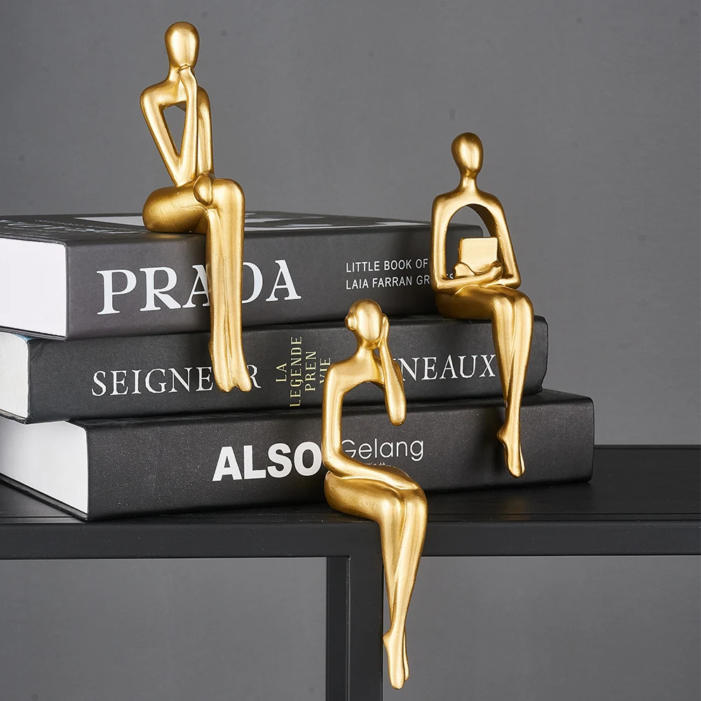 

Nordic Home Decoration Accessories Resin Abstract Thinker Statue Bookshelf Sculpture Living Room Decoration Figurines for Indoor