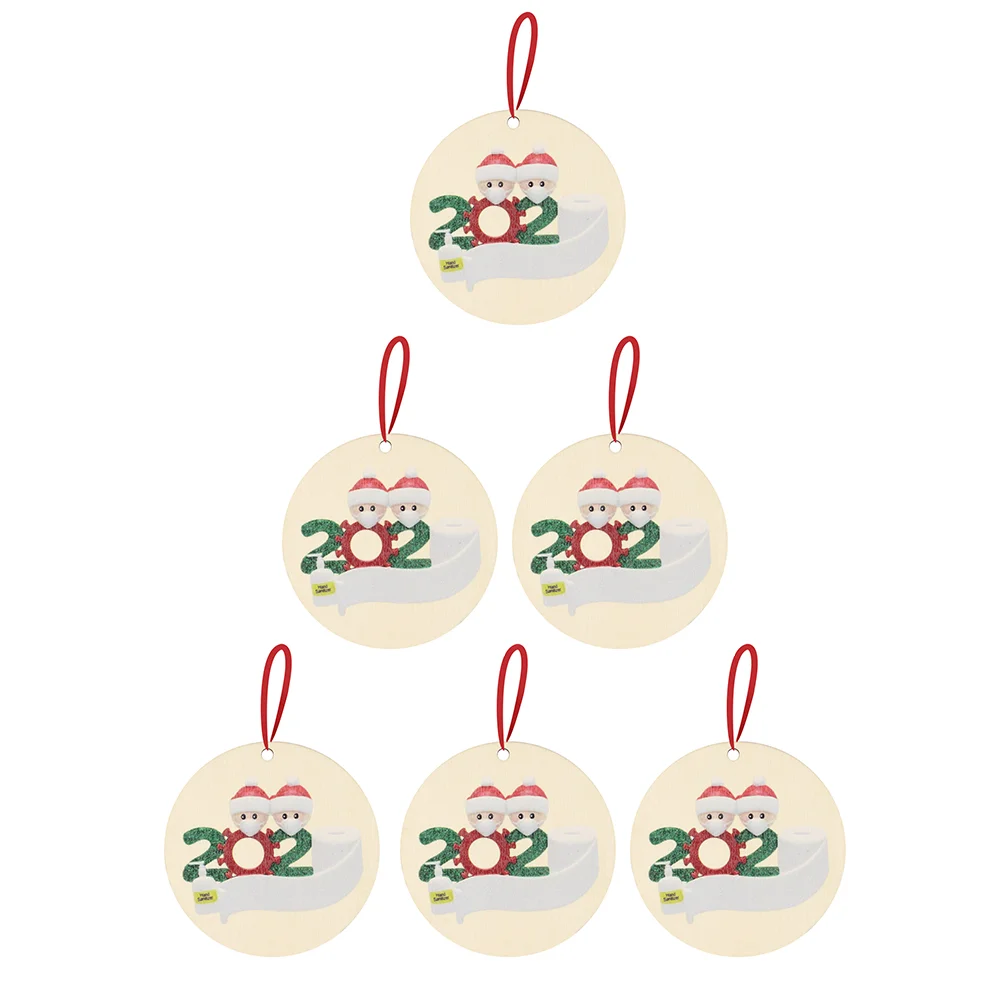 

6pcs Wooden Christmas Survived Family Ornaments Christmas Tree Pendants for Home