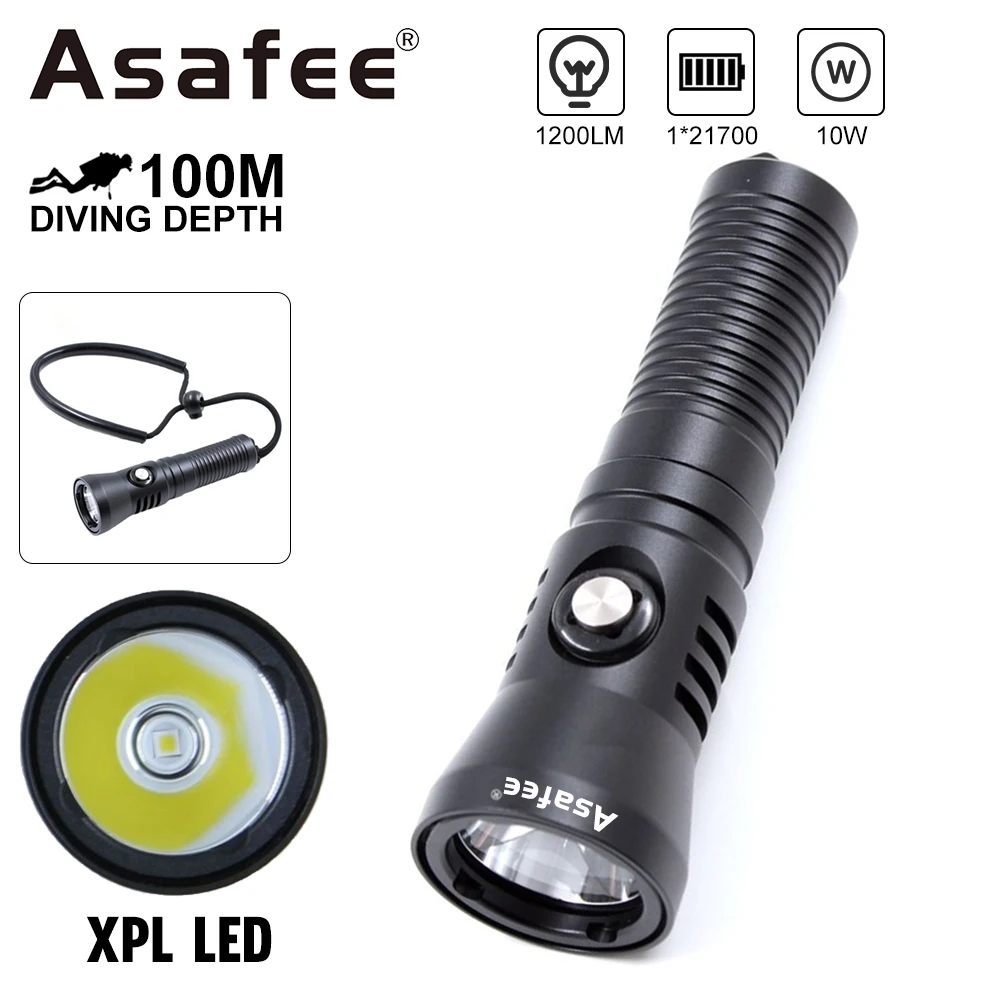 Светодиодный фонарик для подводного плавания Asafee